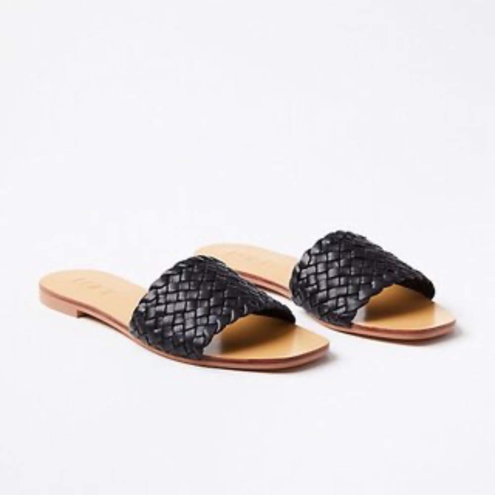 Woven Leather Slide Sandals